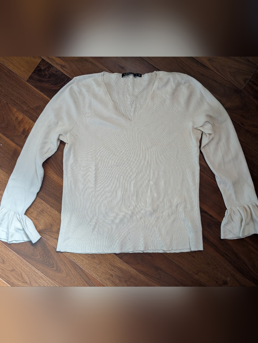 Ribbed Off-White Long Sleeve Top
